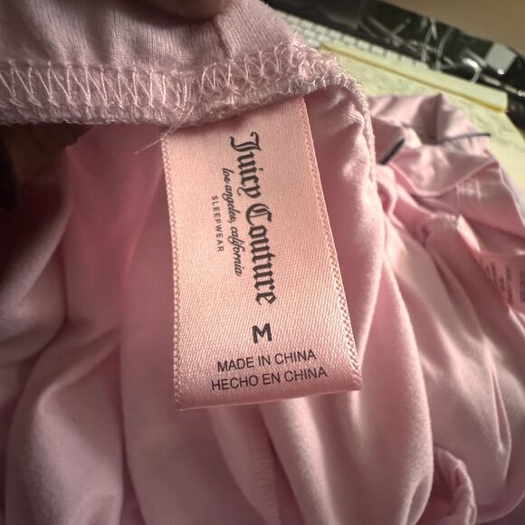 Juicy Couture Pajama Set Womens Medium Pink 2 Piece Sleepwear Studded Logo - Picture 6 of 8